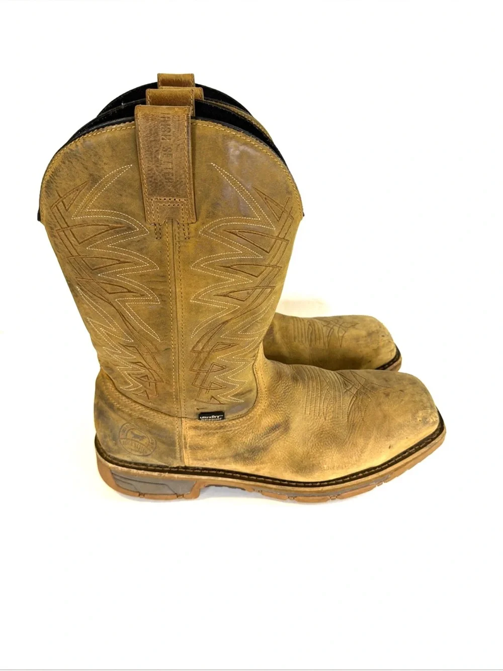 Irish Setter Marshall 83912 Tan Leather Steel Toe Pull On Boots Men Size 13 D